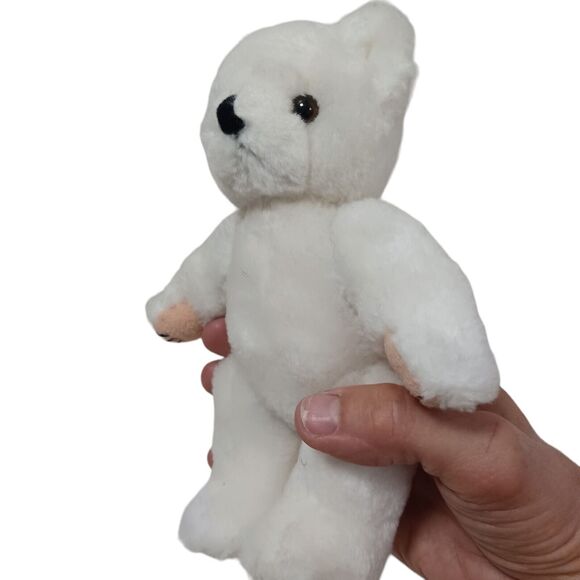 Baby Teddy Bear 8" WHITE Moveable Limbs Realistic Felt Hands Feet Rare Vintage - Picture 7 of 10